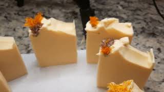 Making Calendula Goat Milk Soap  Natural Cold Process Soap [upl. by Inalaeham713]