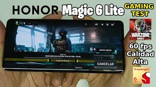 HONOR Magic 6 LITE Gaming Test WARZONE Mobile 60fps Calidad Baja Snapdragon 6gen1 [upl. by Kamin603]