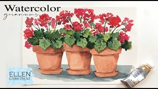 Watercolor Painting Tutorial  Geraniums Step by step [upl. by Proffitt]