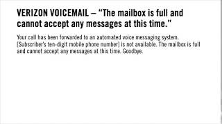 Verizon Voicemail  The mailbox is full and cannot accept any messages at this time Goodbye [upl. by Emanuela]