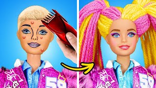 NEW AWESOME HAIRSTYLE FOR BARBIE  Rich Vs Broke Transformation Cute Tiny Crafts by 123 GO [upl. by Eelarak]