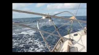 Sailing the Atkin Ben Bow Cutter quotSiroccoquot offshore [upl. by Pentheas]