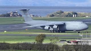 C5M Supergalaxy landing Prestwick Airport with Arran Backdrop [upl. by Ajam]