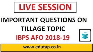 Important Questions on Tillage topic Agronomy for IBPS AFO 201819 [upl. by Rather]