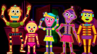 Five Crazy Robot Skeletons  Spooky Kids Songs hooplakidz [upl. by Bilski]