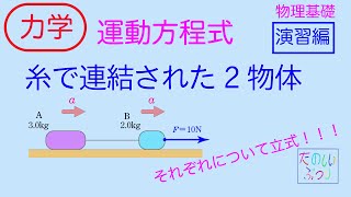 【運動方程式】高校物理 物理基礎 力学 運動方程式 糸で連結された2物体 演習 [upl. by Kire437]