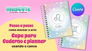 DIY  Como fazer arte capa cadernoplanner no canva  PAP  encadernação e papelaria [upl. by Danialah]