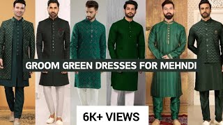 Mehndi Dresses For Groom  Green Kurta amp Green Sherwani For Boys  Gents Kurta Design [upl. by Odrick]