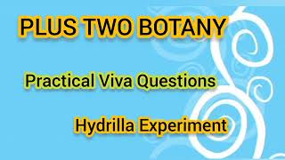 Plus Two Botany  Viva Questions  Hydrilla Experiment👍 [upl. by Victorine]