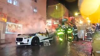 Raw Footage Waymo vehicle torched in Chinatown San Francisco [upl. by Nichols]