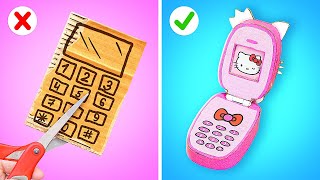 MY MOM MADE ME DIY KITTY PHONE😻  Awesome Parenting Hacks made from Cardboard by 123GO CHALLENGE [upl. by Abra]