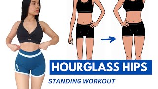 HOURGLASS HIPS THICKER THIGHS Quick weight gain at home for skinny girls standing no equipment [upl. by Leihcey902]