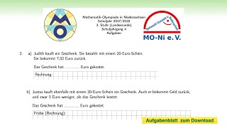 NI570432 🏋️‍♀️ MathematikOlympiade 2018 🏋️‍♀️ Klasse 4  Aufgabe 2  3 Stufe Landesrunde [upl. by Beret]