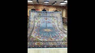 Oversized Persian Carpet Handmade Blue Silk Villa Carpet 12x18ft [upl. by Nic102]