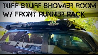 Tuff Stuff Overlanding Shower Tent w Front Runner Slimline 2 Roof Rack [upl. by Alwin]