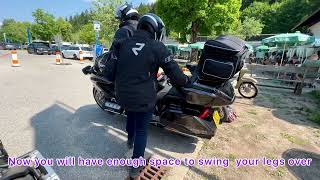 How to mount as pillion rider on a touring motorbikeHonda Goldwing [upl. by Etnad]