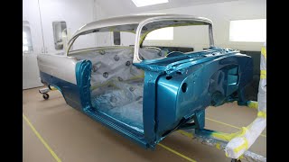 1955 Chevy two tone paint job in Teal amp Champagne Fresh paint job by MetalWorks 55 restoration [upl. by Cappello]