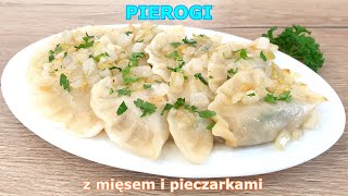 Najlepsze pierogi z mięsem z rosołu i pieczarkami 👌 idealne mięciutkie ciasto na pierogi 👍 przepis [upl. by Yentuoc]