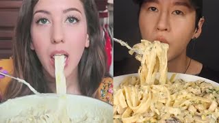 MUKBANGERS CREAMIEST PASTA [upl. by Ailee]