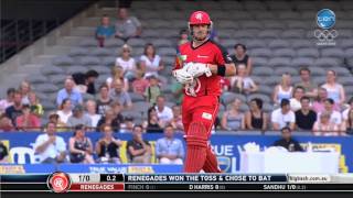 Renegades v Thunder  Aaron Finch castled by Gurinder Sandhu [upl. by Bevan370]