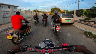 Five 5 Bikers Taking On The Road  Jamaican Bike Life 🇯🇲 [upl. by Ahsoem]