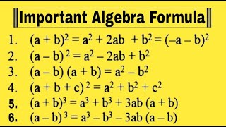 10 important algebra formula [upl. by Eiramadnil998]