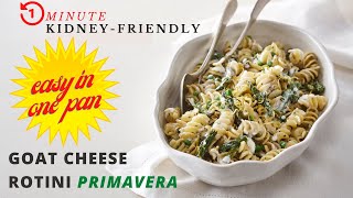 CREAMY SPRING PASTA with kidneyfriendly cheese in one pan renal diet recipes for CKD amp dialysis [upl. by Nilatak]