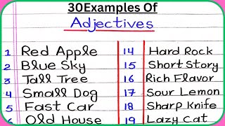 30 Examples of AdjectivesExamples of Adjectives in EnglishAdjectives in English [upl. by Yesima]