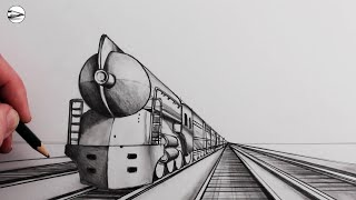 How to Draw a Realistic Train in OnePoint Perspective for Beginners [upl. by Sidonie]