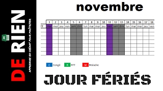 mis en forme conditionnelle des jours fériés dun planning de personnel [upl. by Gollin]