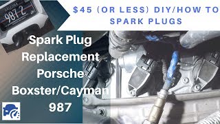 45 DIY  Spark Plug Replacement Porsche 987 BoxsterCayman 9872 [upl. by Aitra]