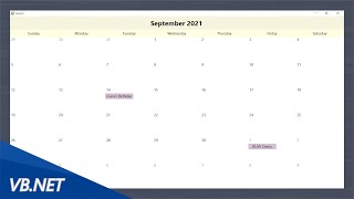 VBNET  Monthly calendar interface [upl. by Irod]