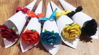 Kağıttan Renkli Güller Yapımı 🌹🌷💮🏵️🌹Simple Hand Crafts 8martdünyakadınlargünü [upl. by Rehpotsyrhc]