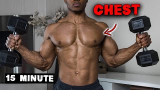 15 Minute Dumbbell Chest Workout At Home  No Bench Needed [upl. by Nandor426]