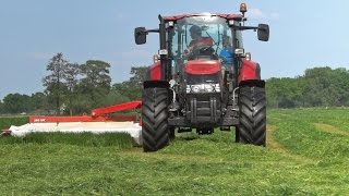 Case Farmall 95U Pro  John Deere 2250  Mowing Grass  Tedding  Scherpenzeel  NL  2016 [upl. by Arny]