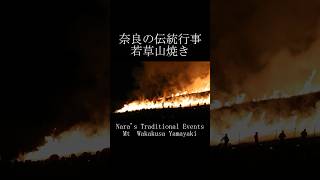 奈良の伝統行事 若草山焼き 一斉点火 2024 Naras Traditional Events Mt Wakakusa Yamayaki shorts festival fire [upl. by Inaluahek]