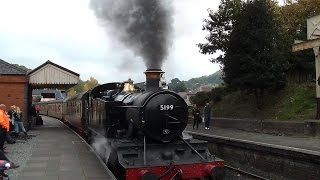 GWR Large Prairie 5199 departing Llangollen Station 181015 [upl. by Kilan689]