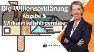 Willenserklärung  Abgabe  Wirksamkeit ► Jura online lernen auf juracademyde [upl. by Ademla]