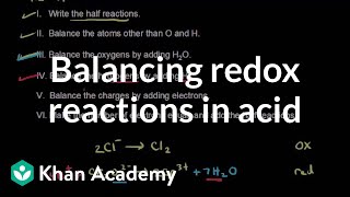 Worked example Balancing a redox equation in acidic solution  AP Chemistry  Khan Academy [upl. by Moise]