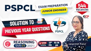 PSPCL JE Electrical Exam Preparation  Solution to previous year Questions  Reasoning  Live [upl. by Yot636]