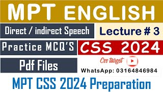 CSS MPT 2024  Lecture  3  English  Direct amp Indirect  Narration  CSS Screening Test  FPSC [upl. by Iglesias782]