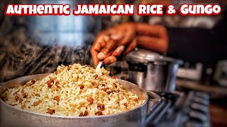 HOW TO MAKE AUTHENTIC JAMAICAN RICE AND PEAS GUNGO PIGION PEAS Morris Time Cooking [upl. by Aneri]