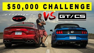 2022 Kia Stinger GT vs 2021 Ford Mustang CS 50k Challenge Review Comparison and Race [upl. by Anyar]