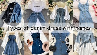 Types of denim dress with namesDenim dress outfit ideasDenim dress for girlDenim dress name [upl. by Einafets]