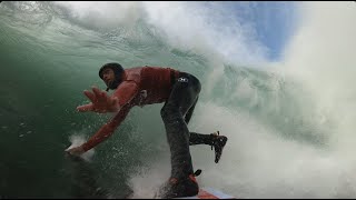 Attempting to paddle into huge waves at Nazare [upl. by Jobey226]