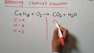 Balancing C9H18O2 CO2H2O  Balancing combustion of C9H18 [upl. by Eibbor]