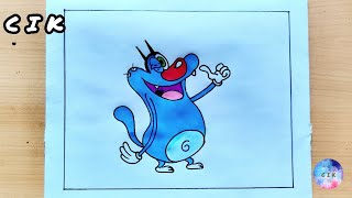 Oggy drawing tutorial  How to draw Oggy easy  Stepbystep Oggy drawing  Oggy and the Cockroaches [upl. by Neleag]