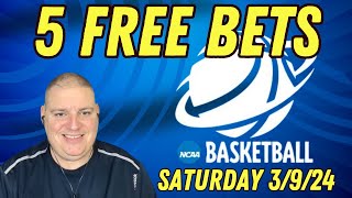 Saturday 5 Free NCAAB Picks amp Betting Predictions  3924 l Picks amp Parlays [upl. by Alamac80]