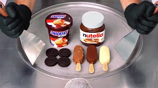 Snickers Nutella Oreo amp Magnum  Ice Cream Rolls  ASMR [upl. by Yelyak]