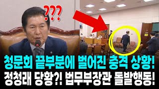 정청래 당황 법무부장관 갑자기 돌발행동 청문회 끝부분에 벌어진 충격 상황 [upl. by Sachiko]